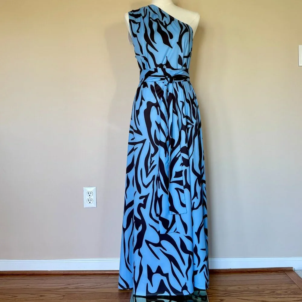 NWT EMPORIUM-ALLURE | One-Shoulder Maxi Dress w/Split & Sleeveless Design Sz M - Picture 2 of 7